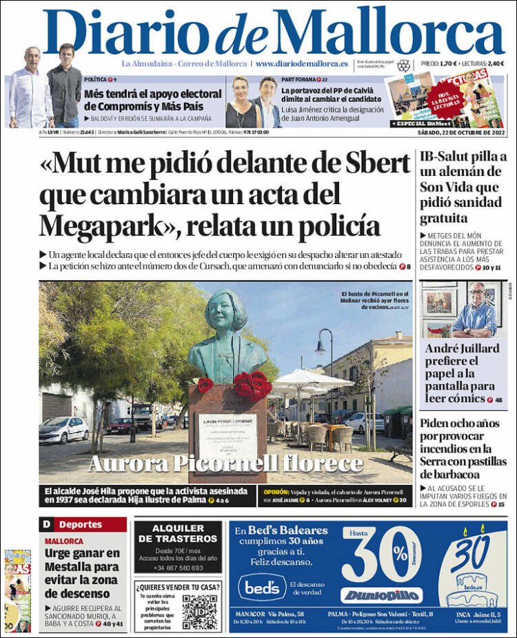 Portada de Diario de Mallorca (España)