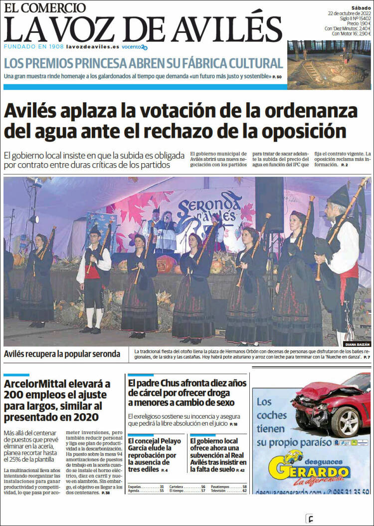 Portada de El Comercio - Avilés (España)