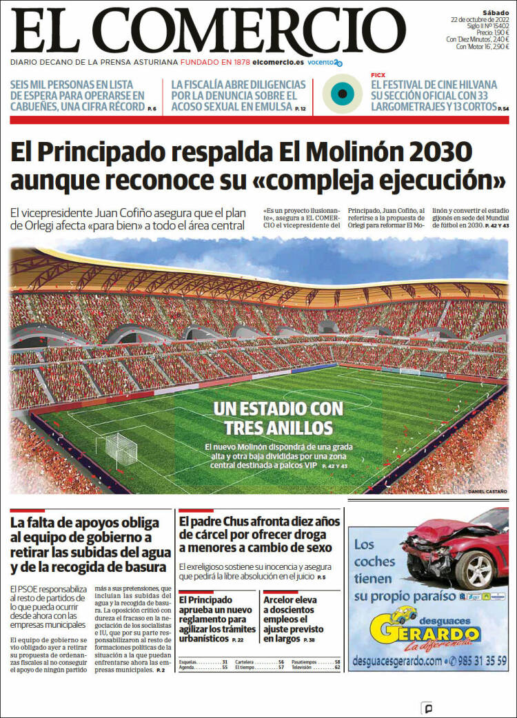 Portada de El Comercio - Gijón (España)