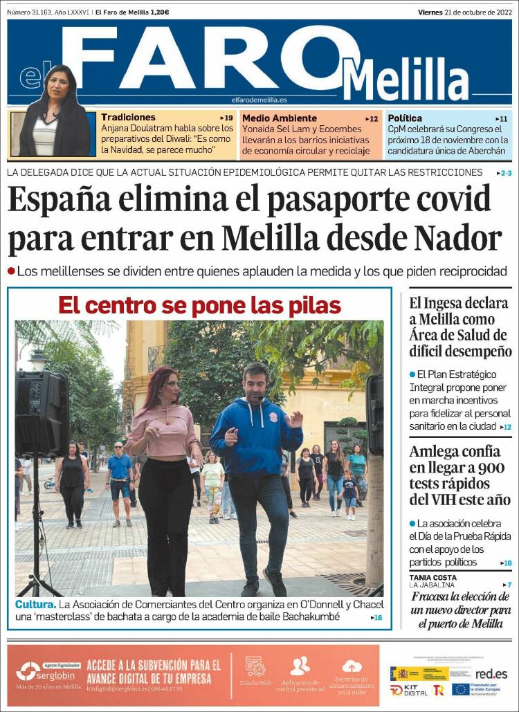 Portada de El Faro de Melilla (España)