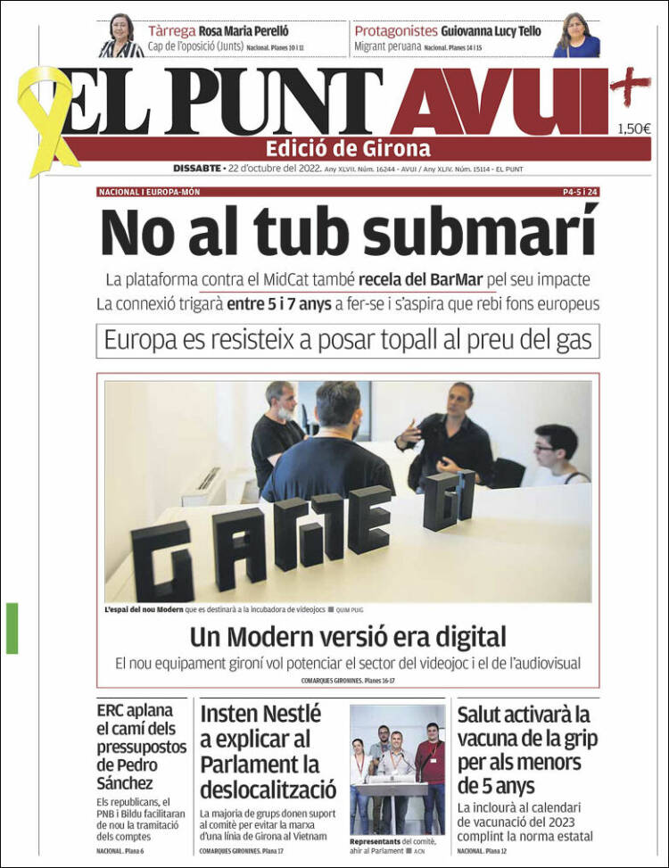 Portada de El Punt Avui - Girona (España)