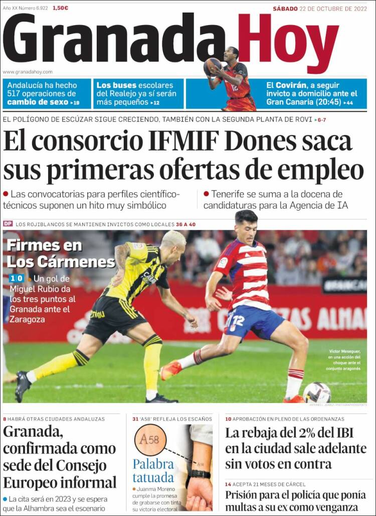 Portada de Granada Hoy (España)