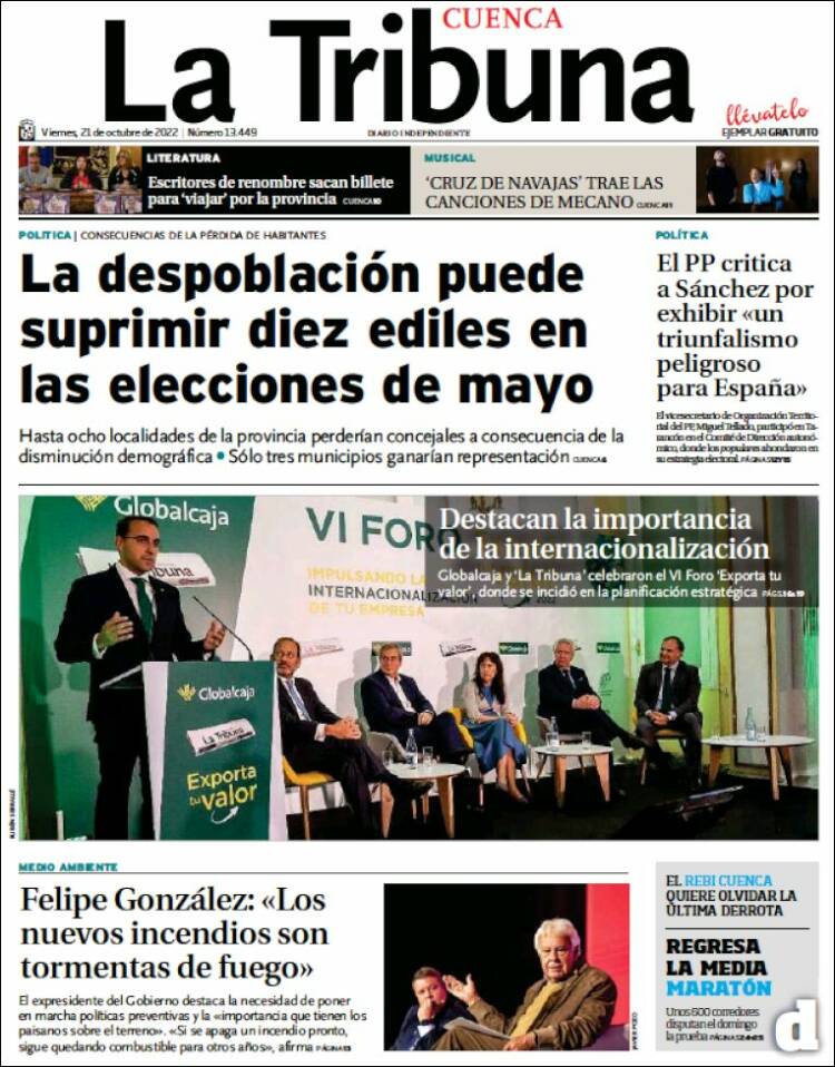 Portada de La Tribuna de Cuenca (España)