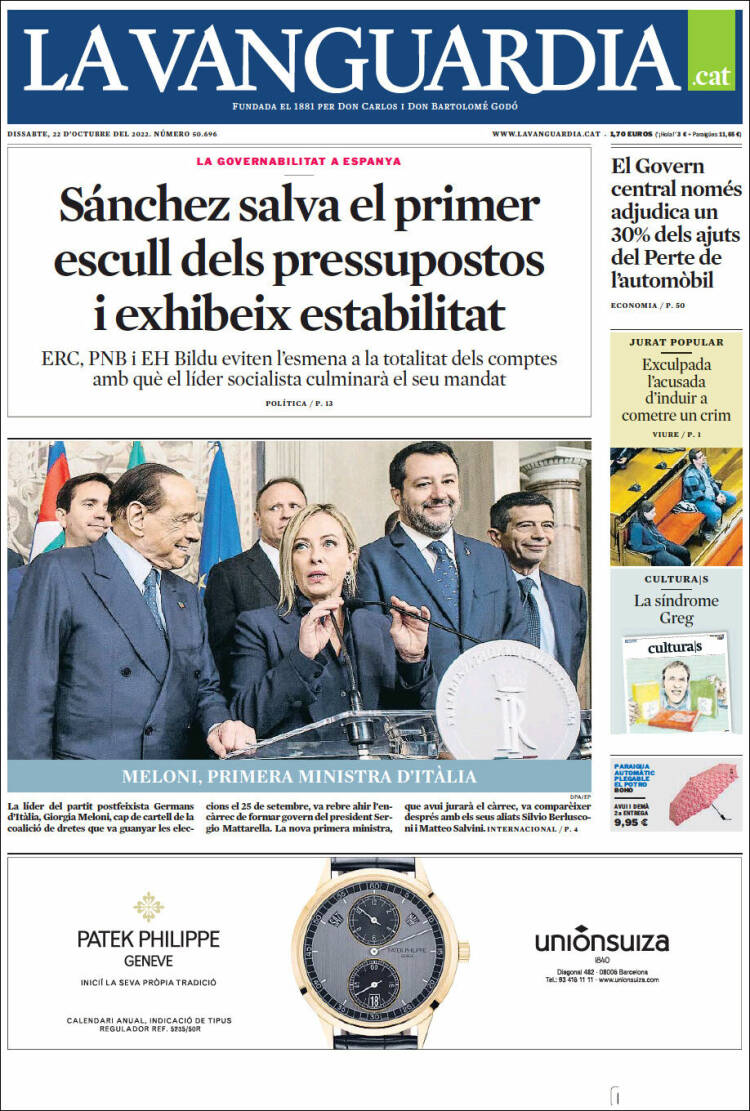 Portada de La Vanguardia (España)