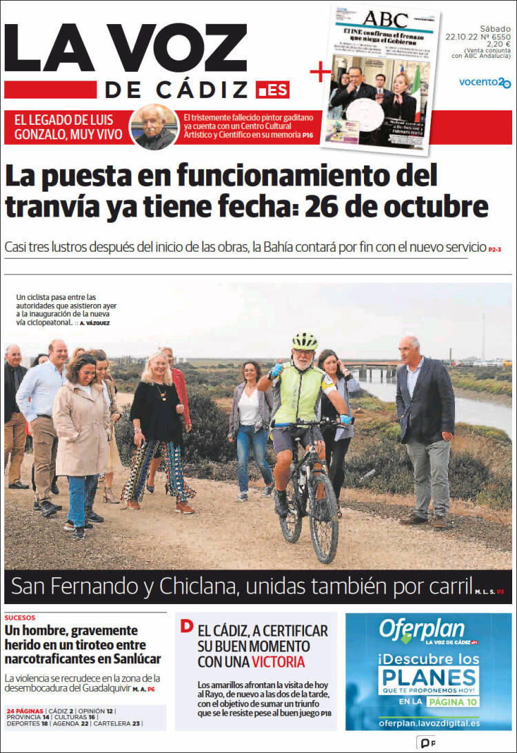 Portada de La Voz de Cádiz (España)