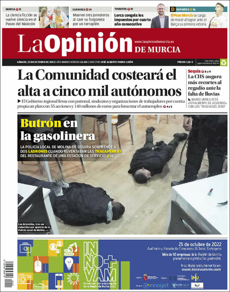 Portada de La Opinión de Murcia (España)