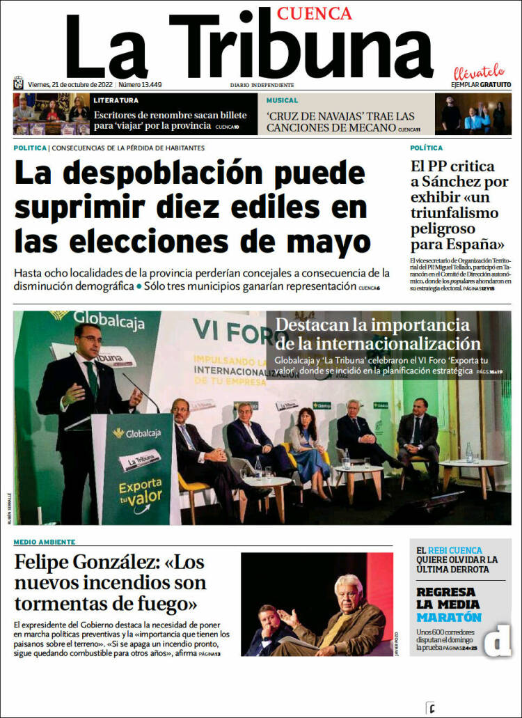 Portada de La Tribuna de Cuenca (España)