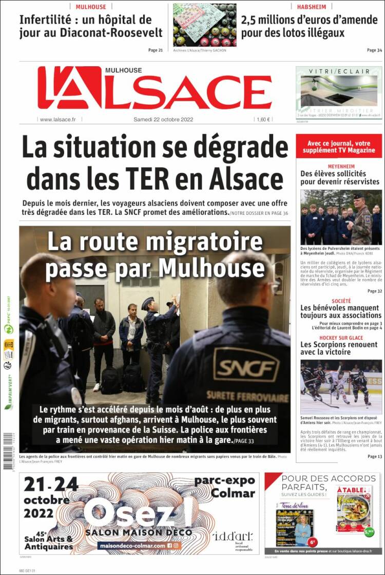 Portada de Journal L'Alsace (Francia)