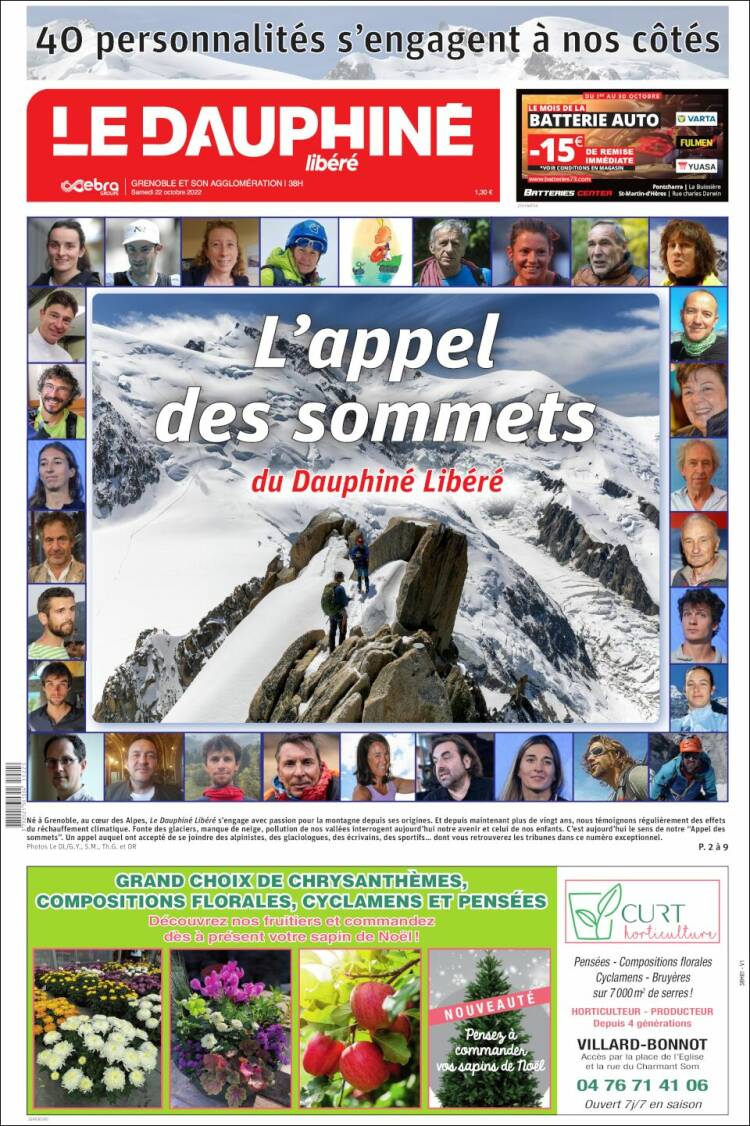 Portada de Le Dauphiné Libéré (Francia)
