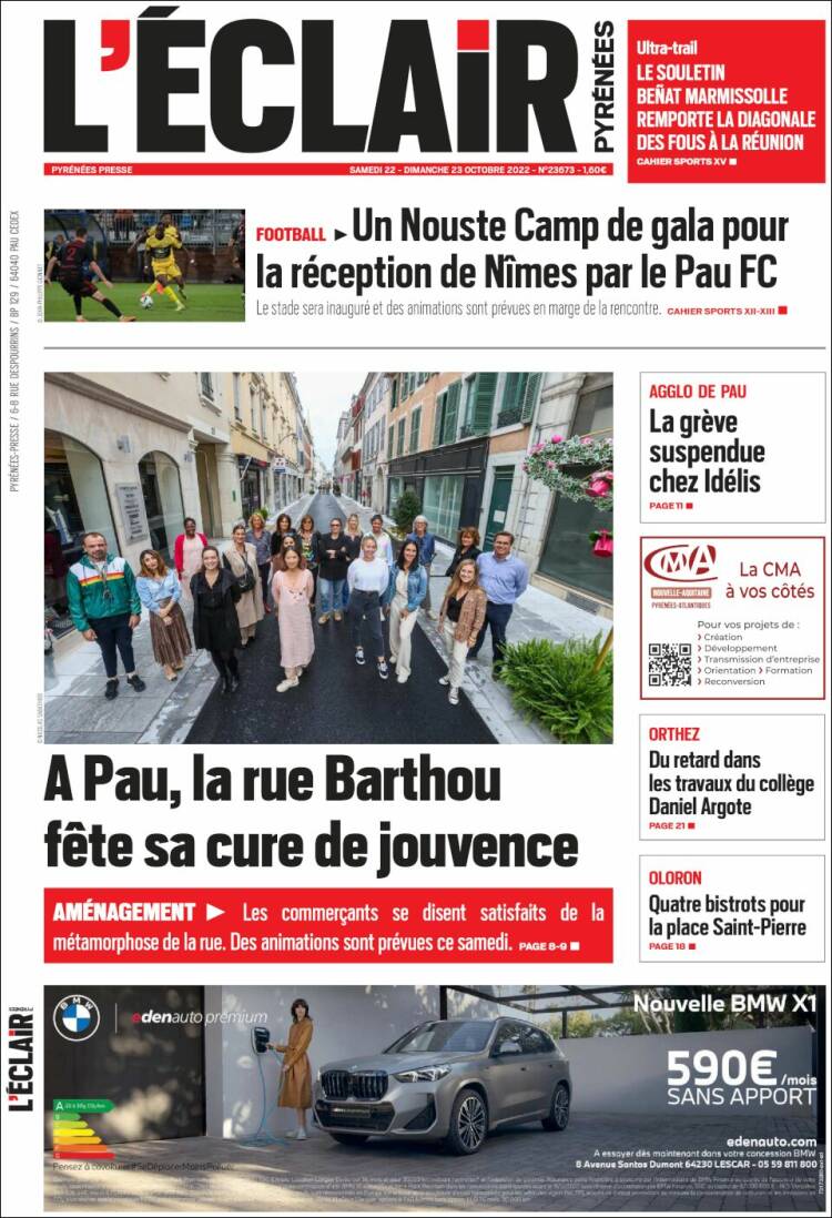 Portada de L'Eclair des Pyrénées (Francia)