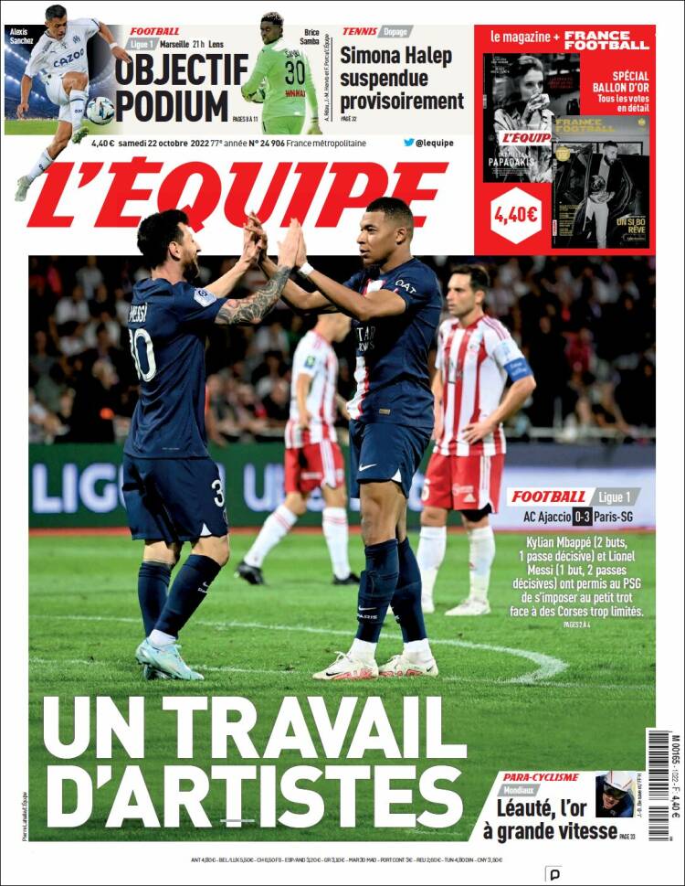 Portada de L'Equipe (Francia)