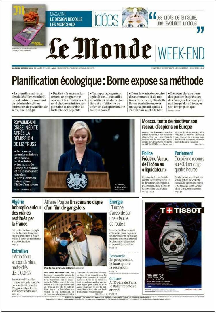 Portada de Le Monde (Francia)