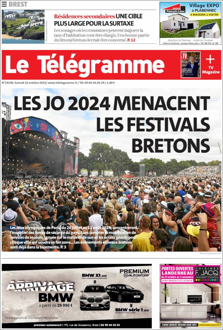 Portada de Télégramme (Francia)