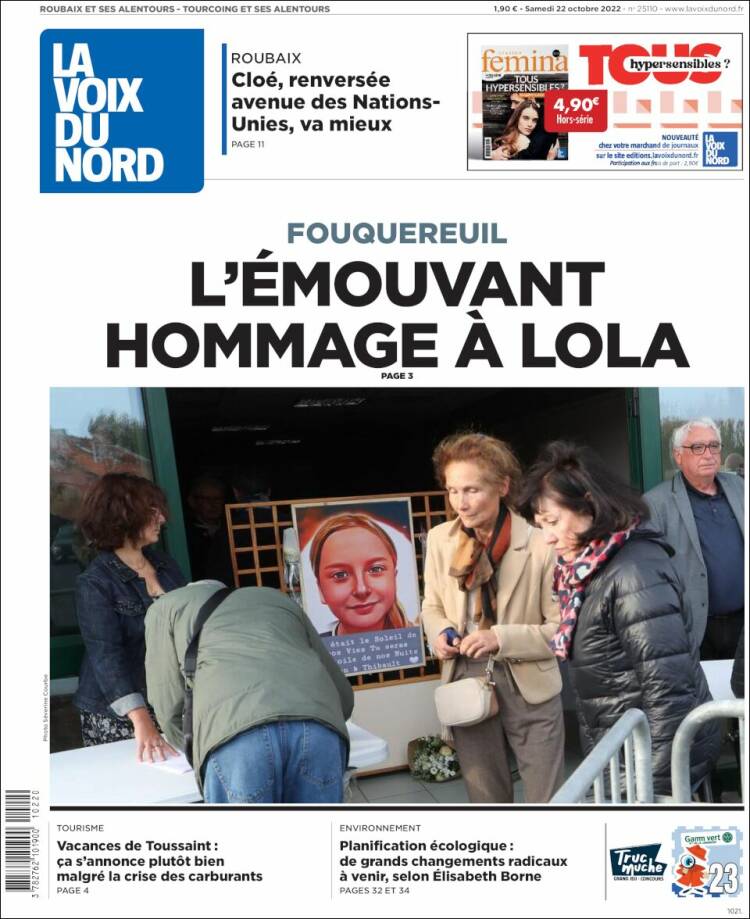 Portada de La Voix du Nord (Francia)