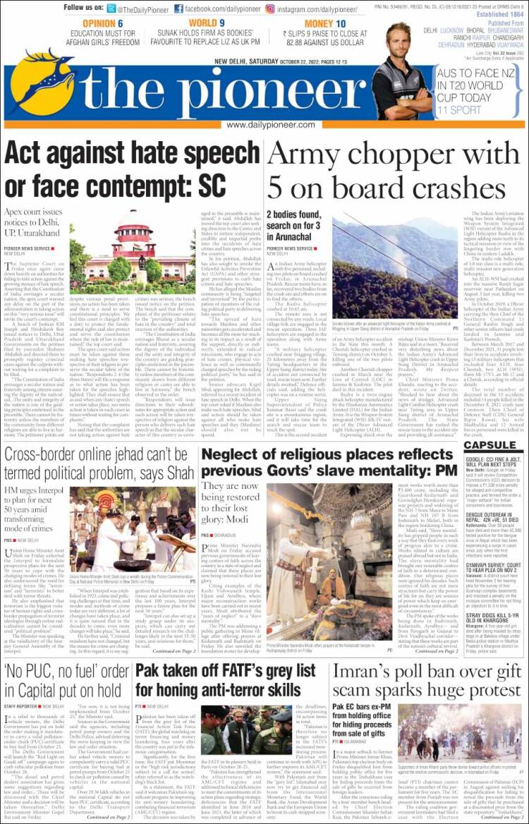 Portada de The Pioneer (India)