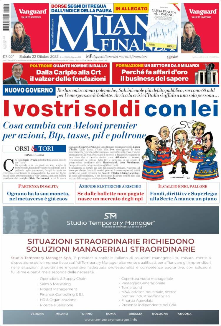 Portada de Milano Finanza (Italia)