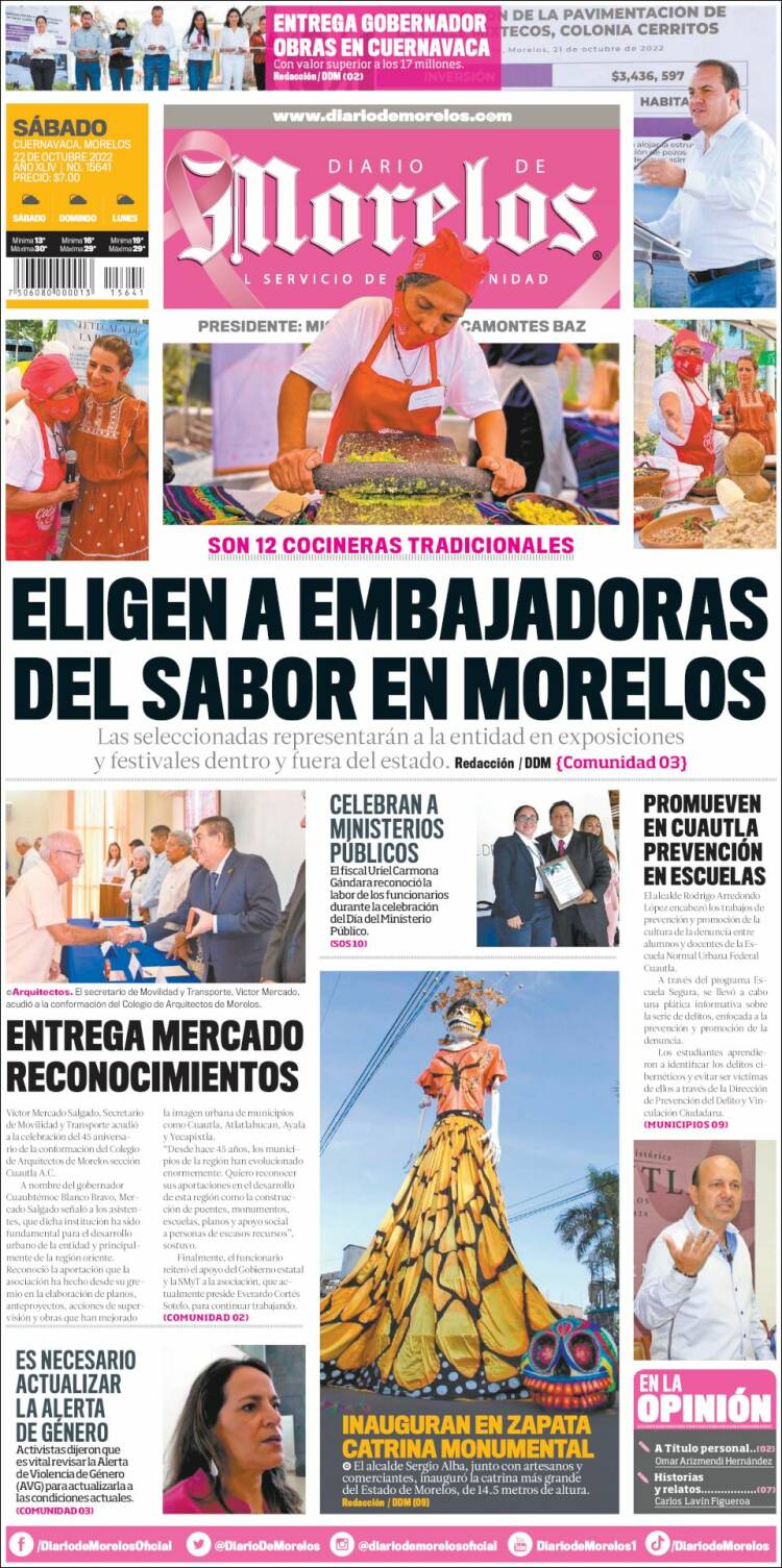 Portada de Diario de Morelos (México)