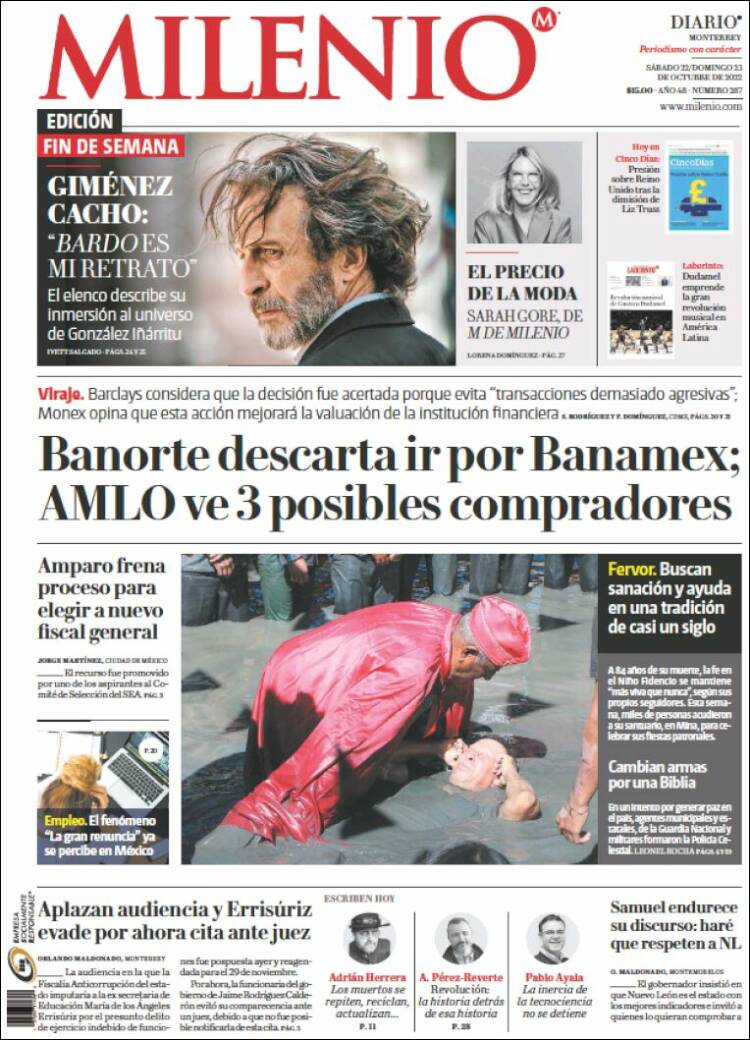 Portada de Milenio de Monterrey (México)