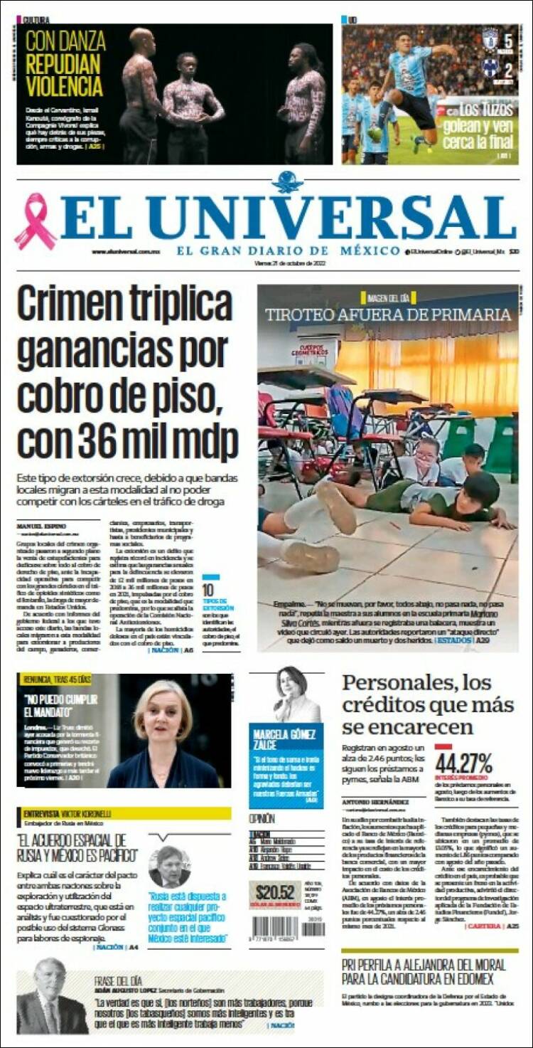 Portada de El Universal (México)