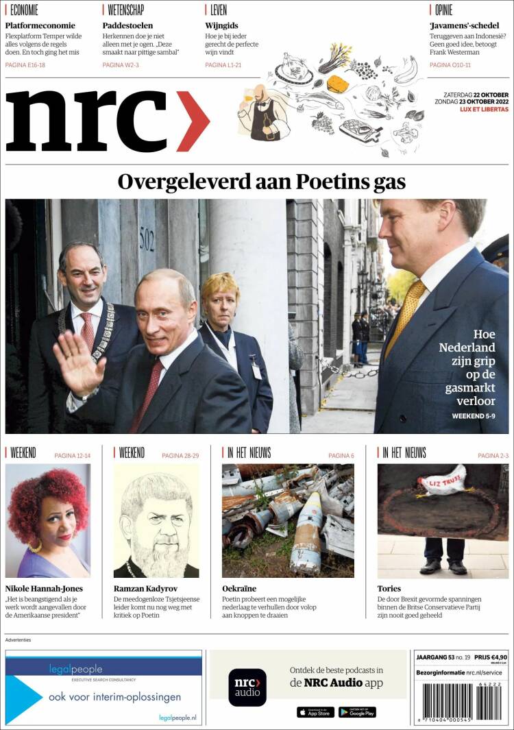 Portada de NRC Handelsblad (Pa&iacute;ses Bajos)