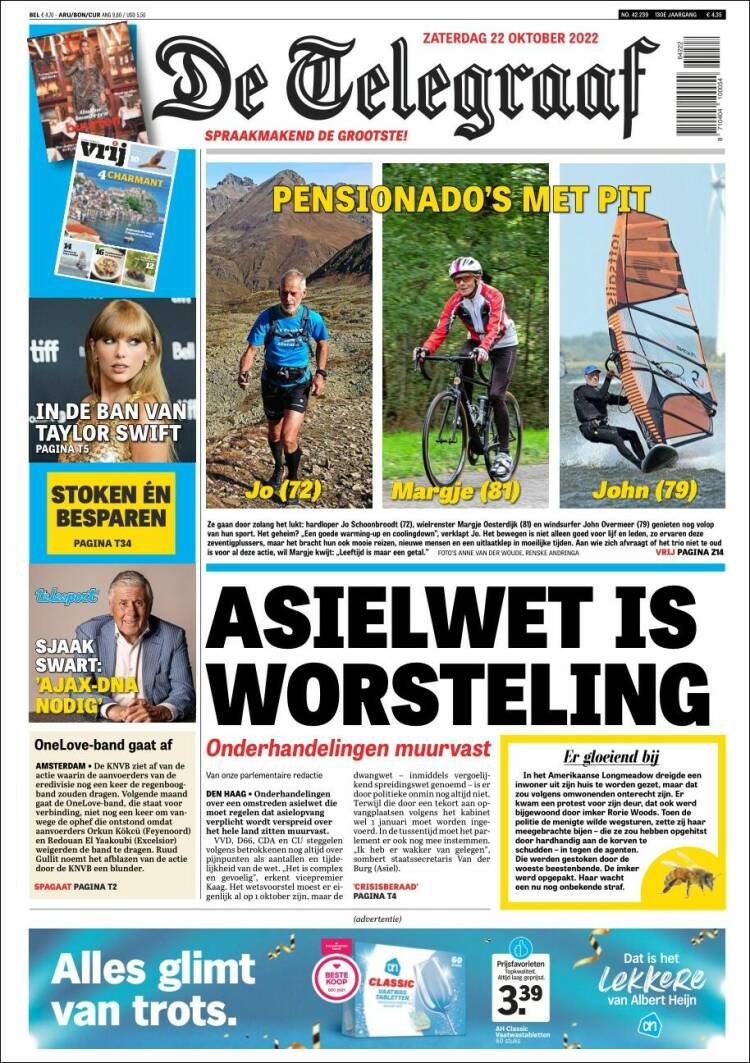 Portada de De Telegraaf (Pa&iacute;ses Bajos)