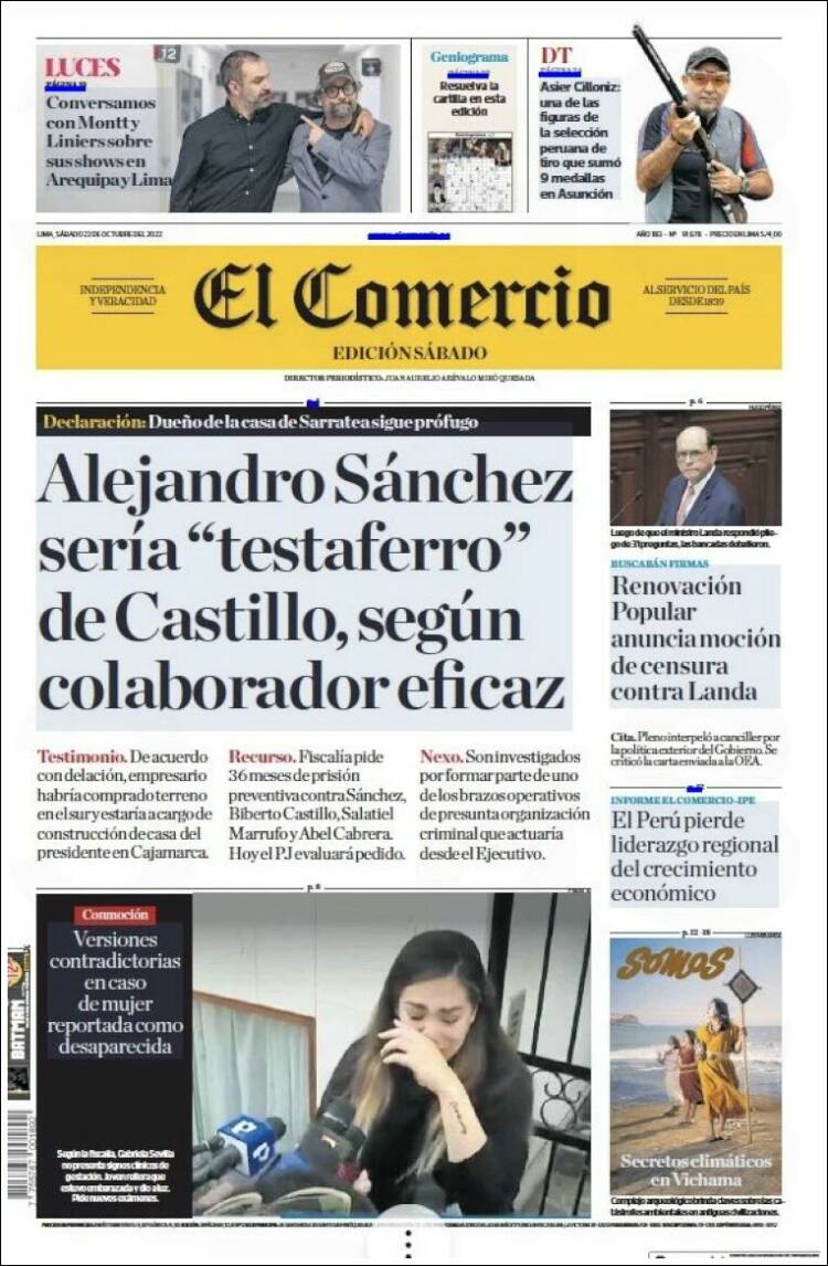 Portada de El Comercio (Per&uacute;)