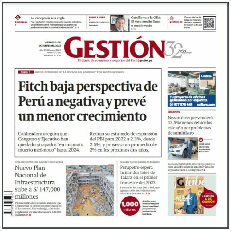 Portada de Diario Gestión (Per&uacute;)