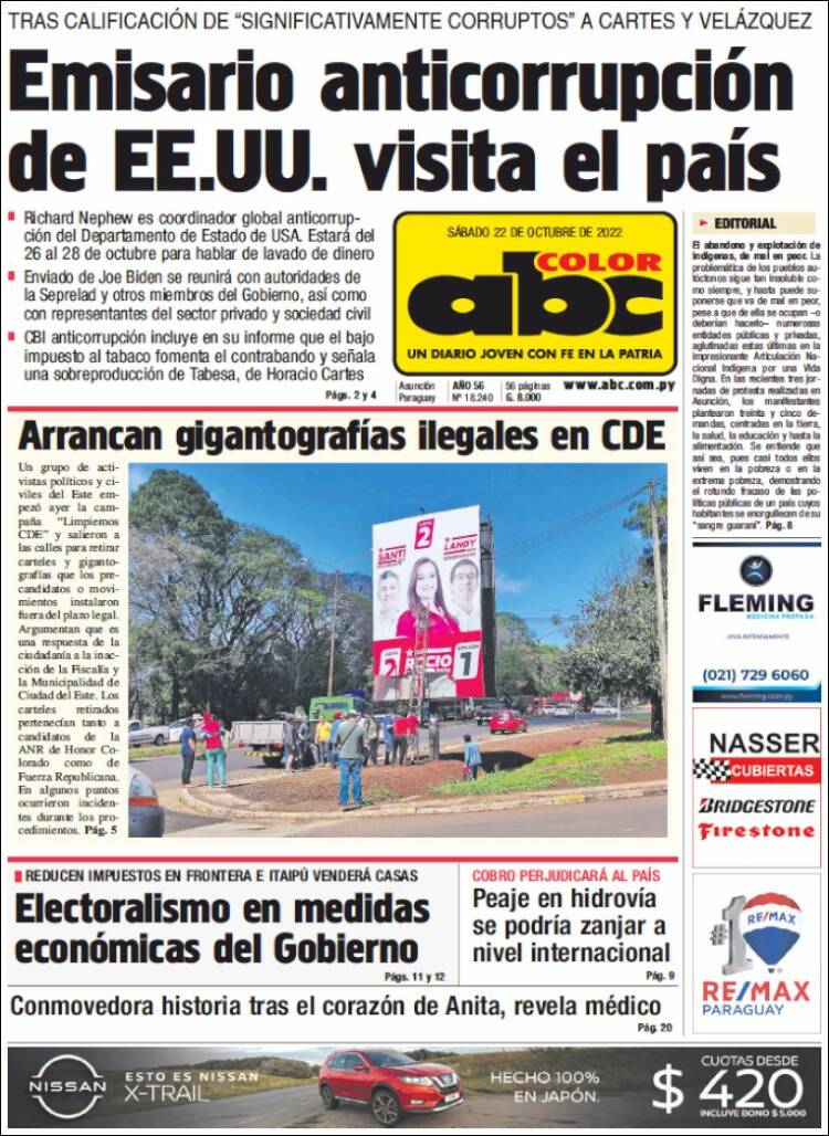 Portada de ABC Color (Paraguay)