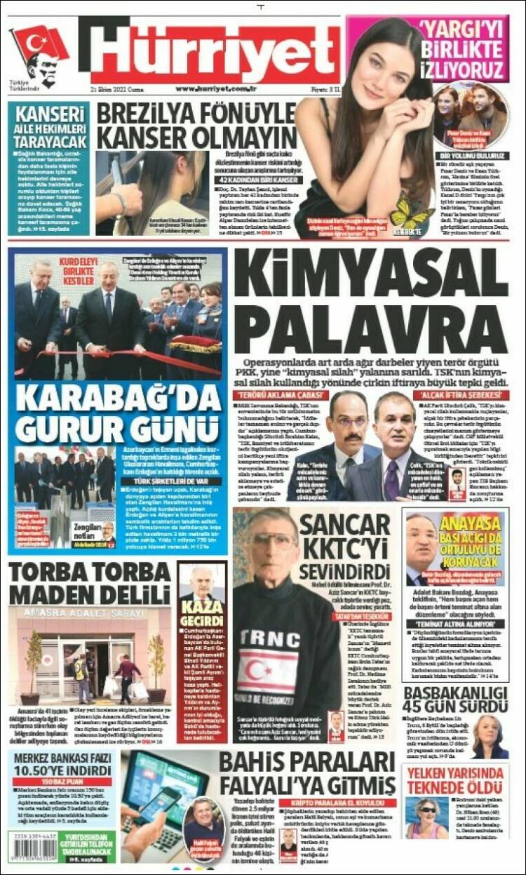 Portada de Hürriyet (Turqu&iacute;a)