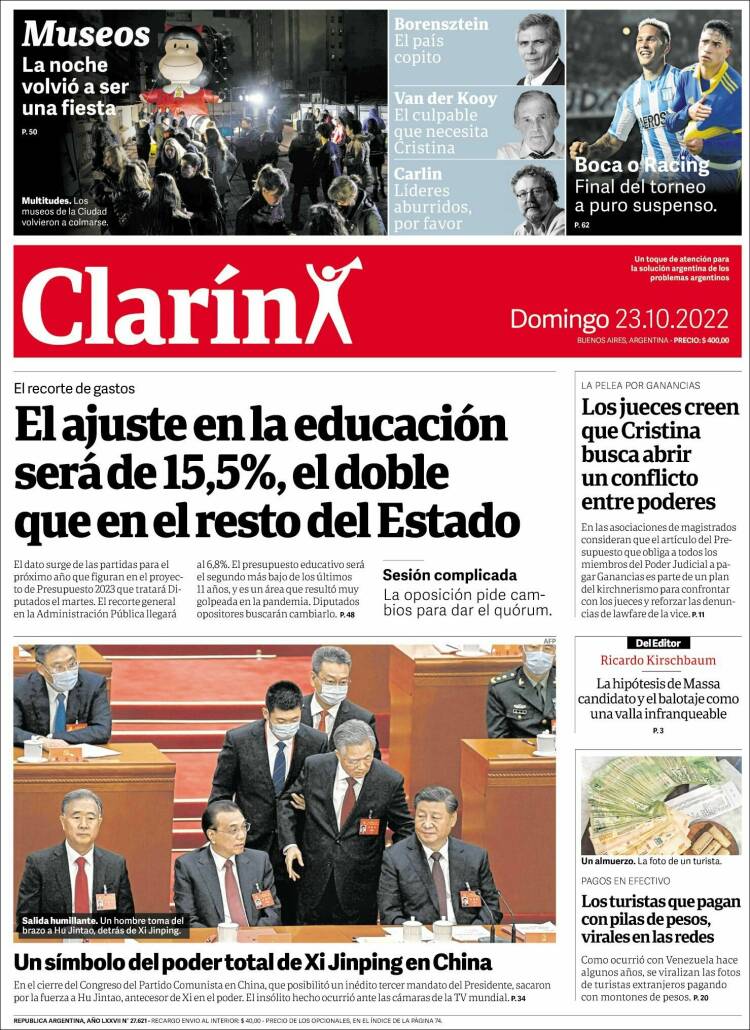 Portada de Clarín (Argentina)