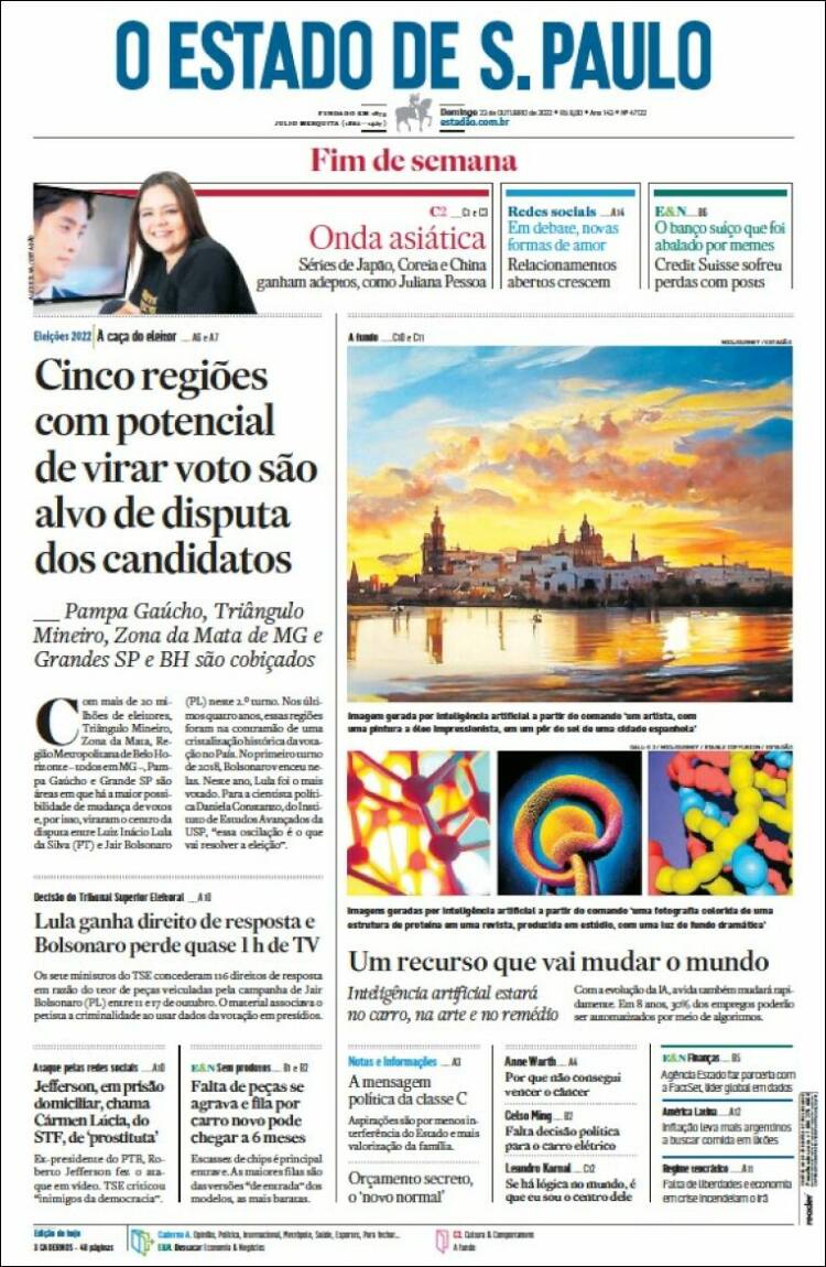 Portada de O Estado de São Paulo (Brasil)