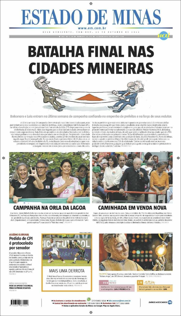 Portada de Jornal Estado de Minas (Brasil)