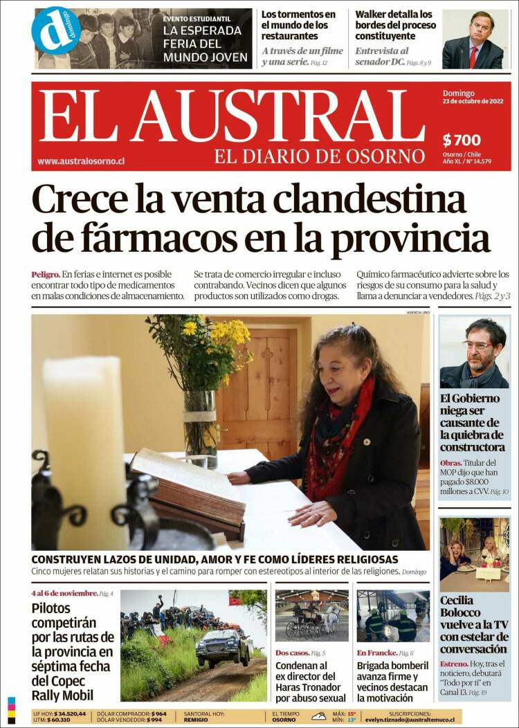 Portada de El Austral de Osorno (Chile)