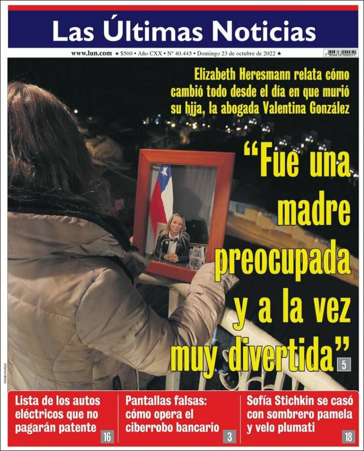 Portada de Las Últimas Noticias (Chile)