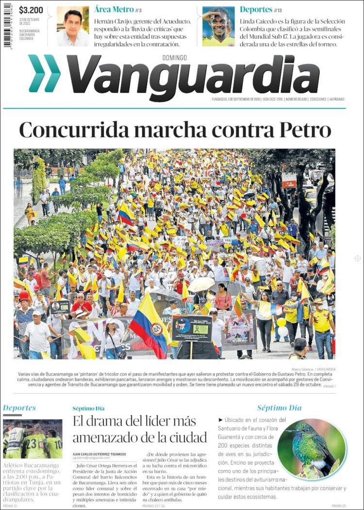 Portada de Vanguardia Liberal (Colombia)