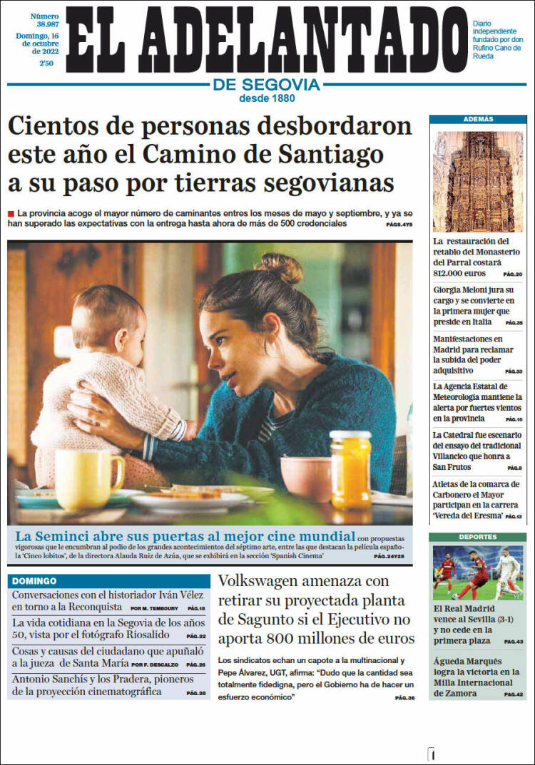 Portada de El Adelantado de Segovia (España)