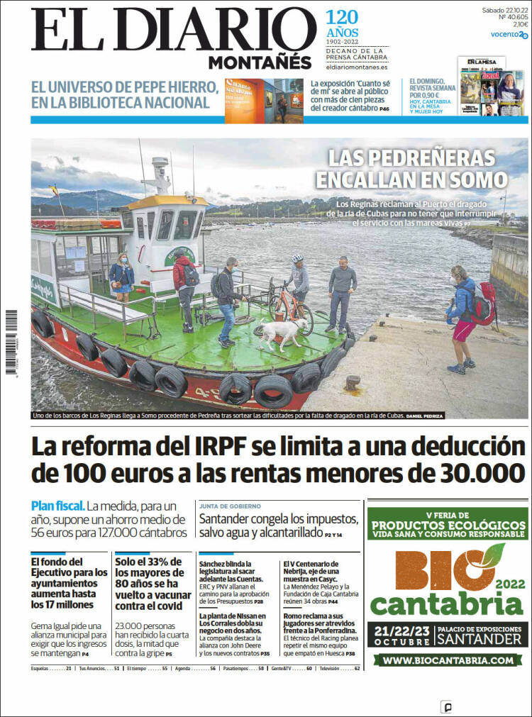Portada de El Diario Montañés (España)