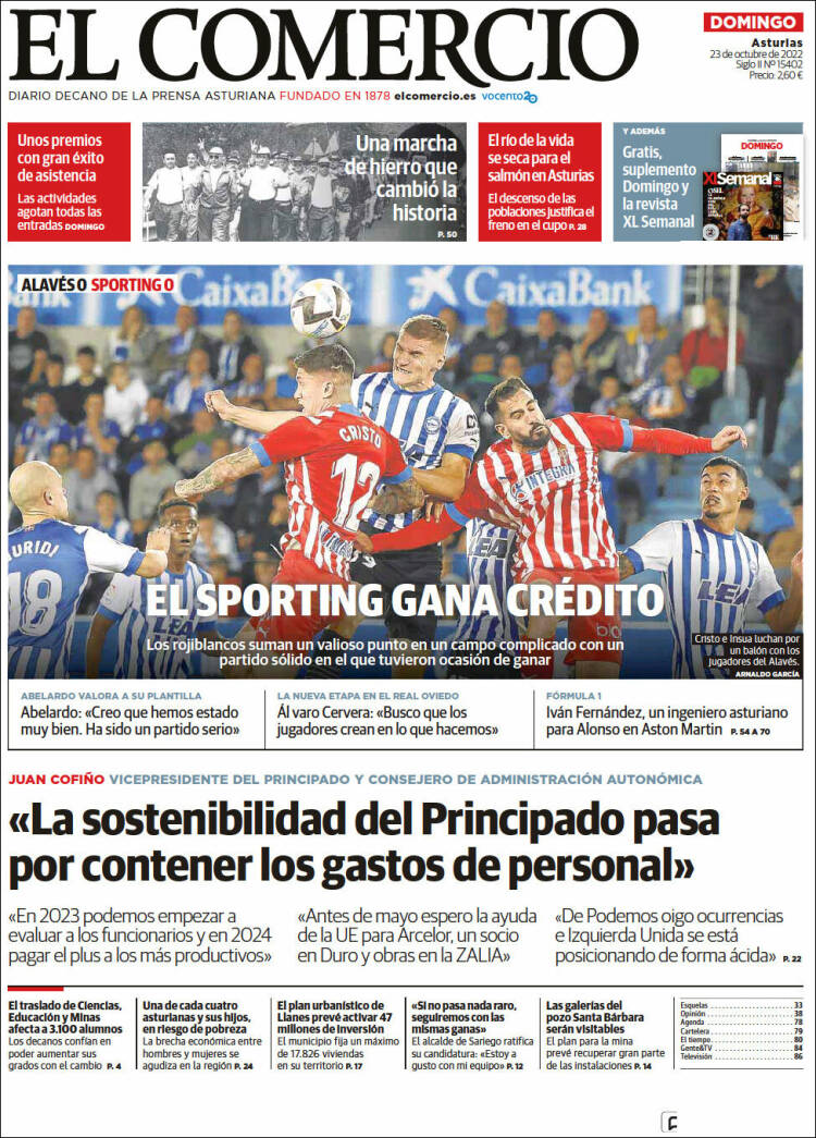 Portada de El Comercio (España)