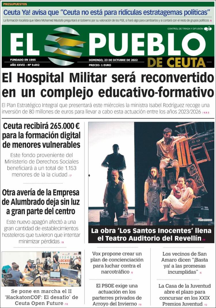Portada de El Pueblo de Ceuta (España)