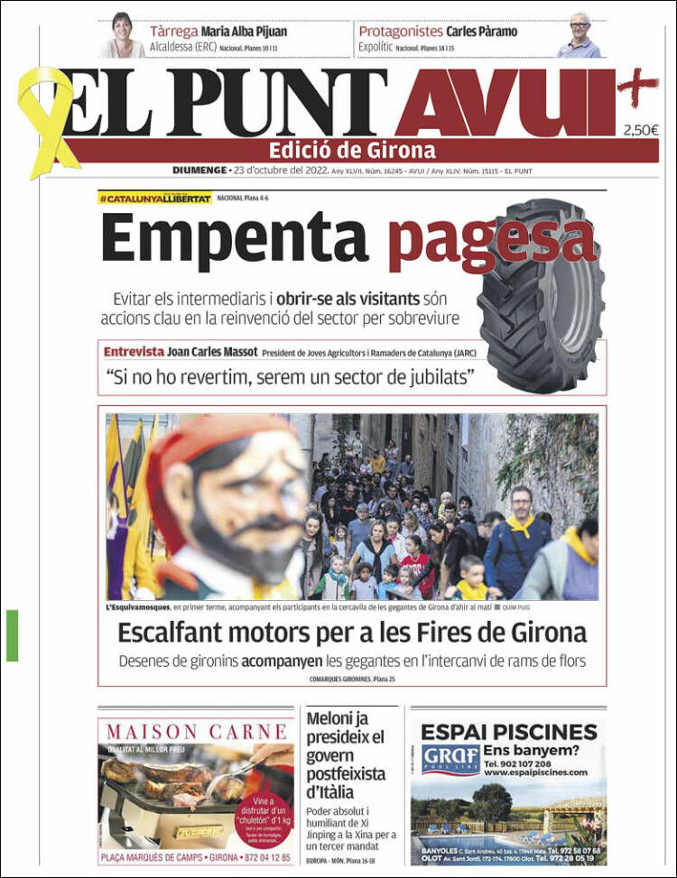 Portada de El Punt Avui - Girona (España)