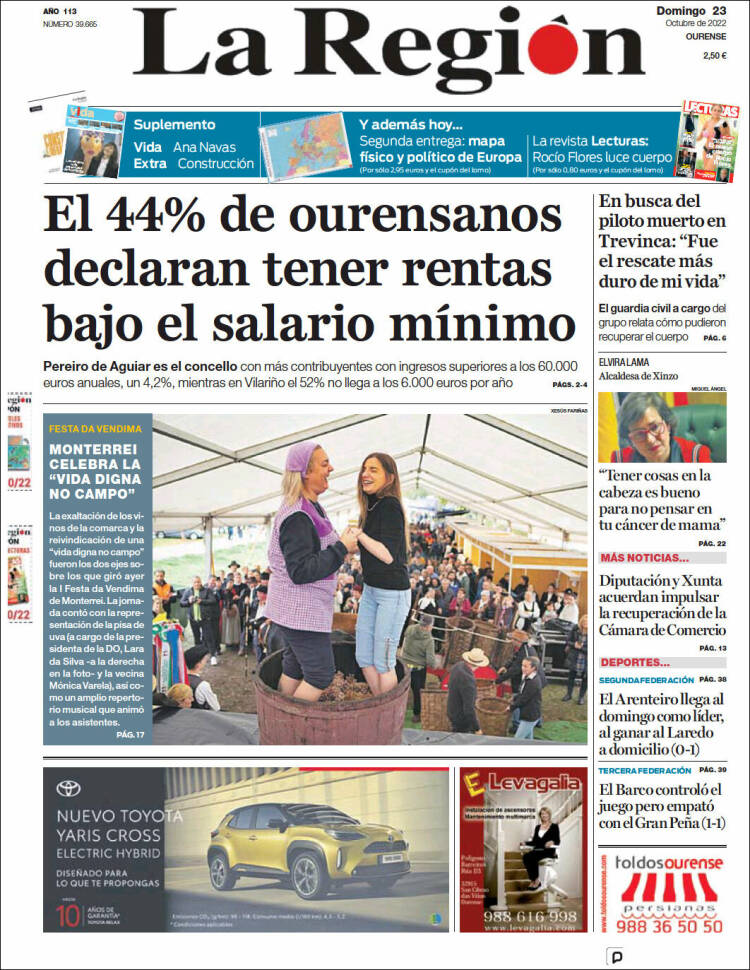 Portada de La Región de Ourense (España)