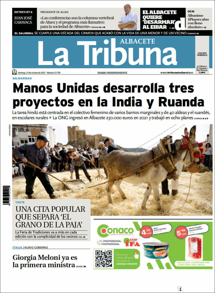 Portada de La Tribuna de Albacete (España)