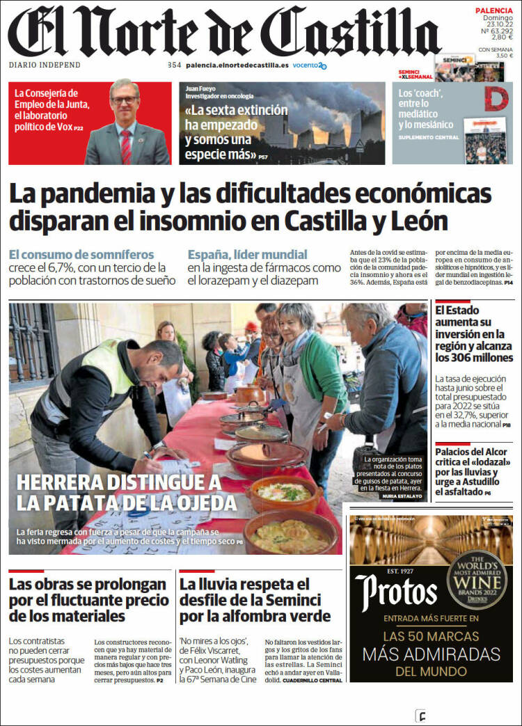 Portada de Norte de Castilla - Palencia (España)