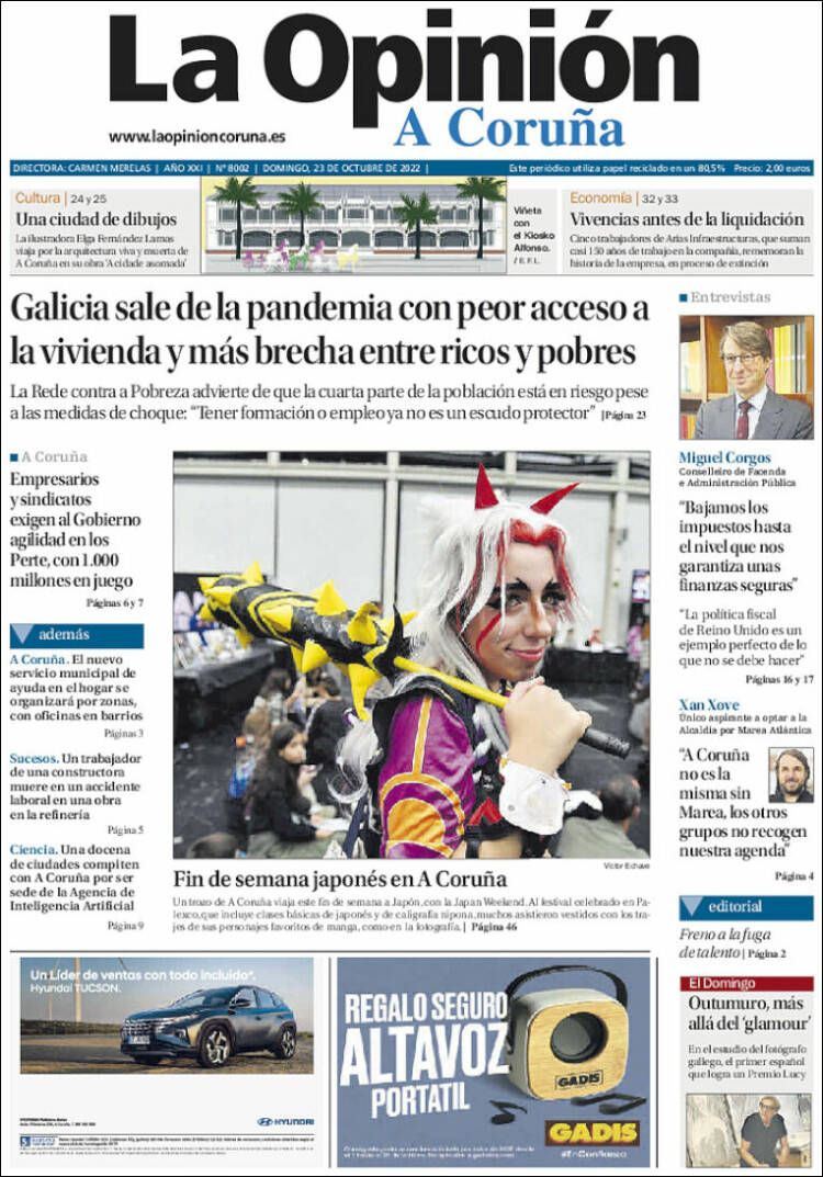 Portada de La Opinión de A Coruña (España)