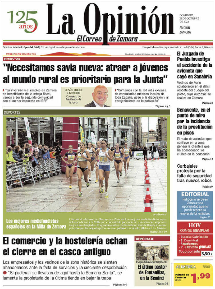 Portada de La Opinión - El Correo de Zamora (España)
