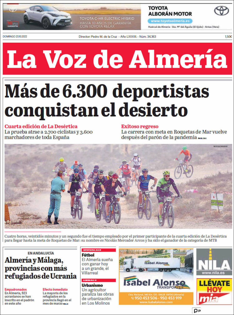 Portada de La Voz de Almería (España)