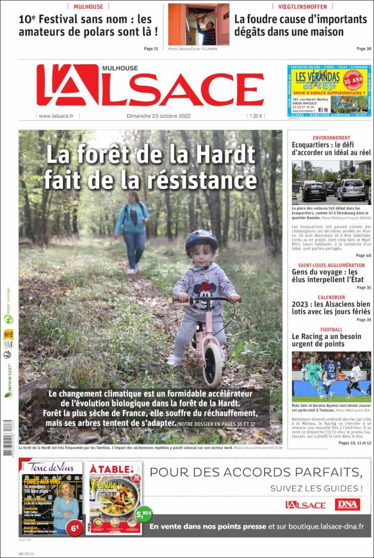 Portada de Journal L'Alsace (Francia)