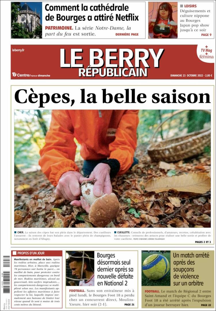 Portada de Berry Republicain (Francia)