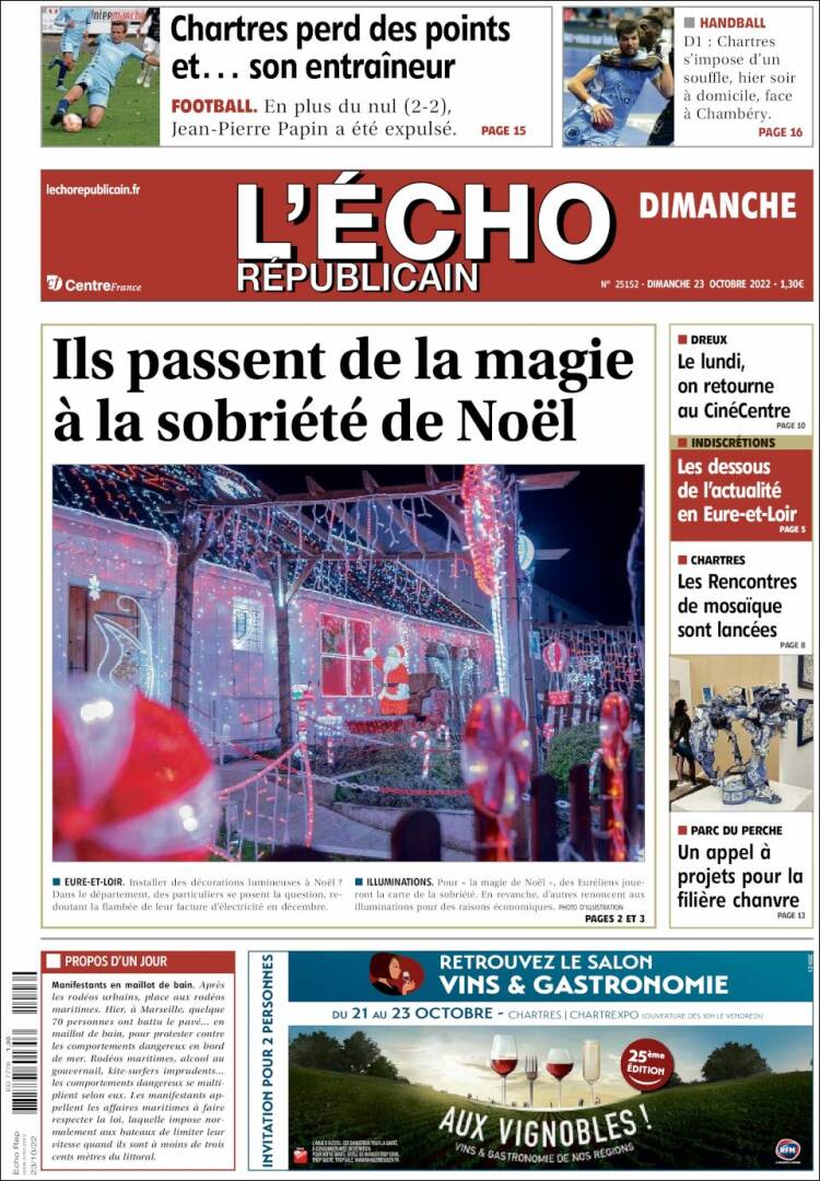 Portada de L'Echo Républicain (Francia)