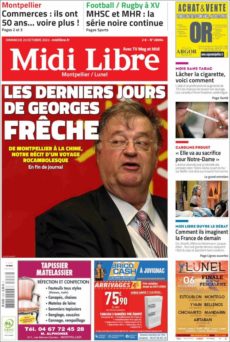 Portada de Midi Libre (Francia)